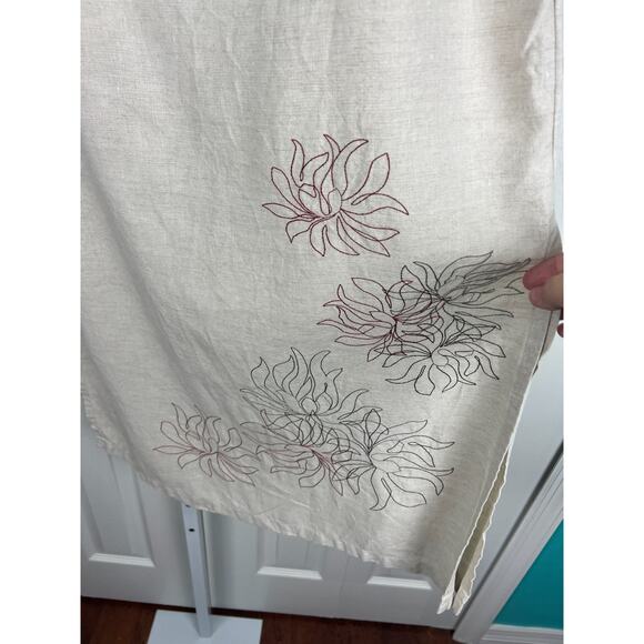 Vintage 90s Cream Linen Midi Skirt Floral Embroidery Venezia Jeans Co Size 14/16 - Picture 3 of 6